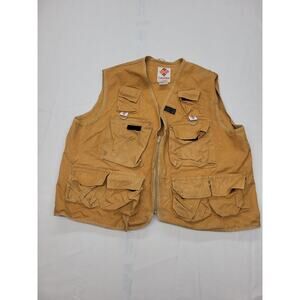 Vintage 1970s Columbia Fly Fishing Vest Hunting Canvas Talon Zipper Size Large